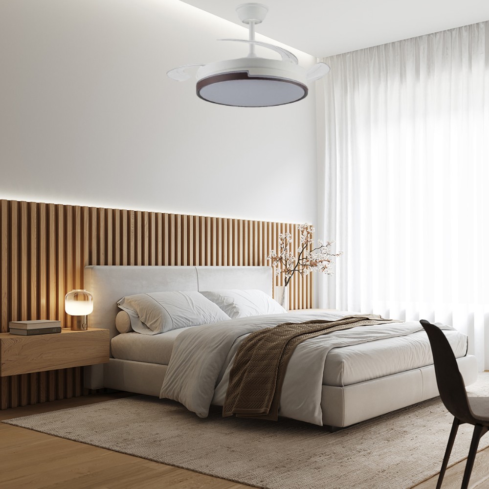 Ventilator Dc Evros 3asp. detachable 107d. 72w White/haya FABRILAMP