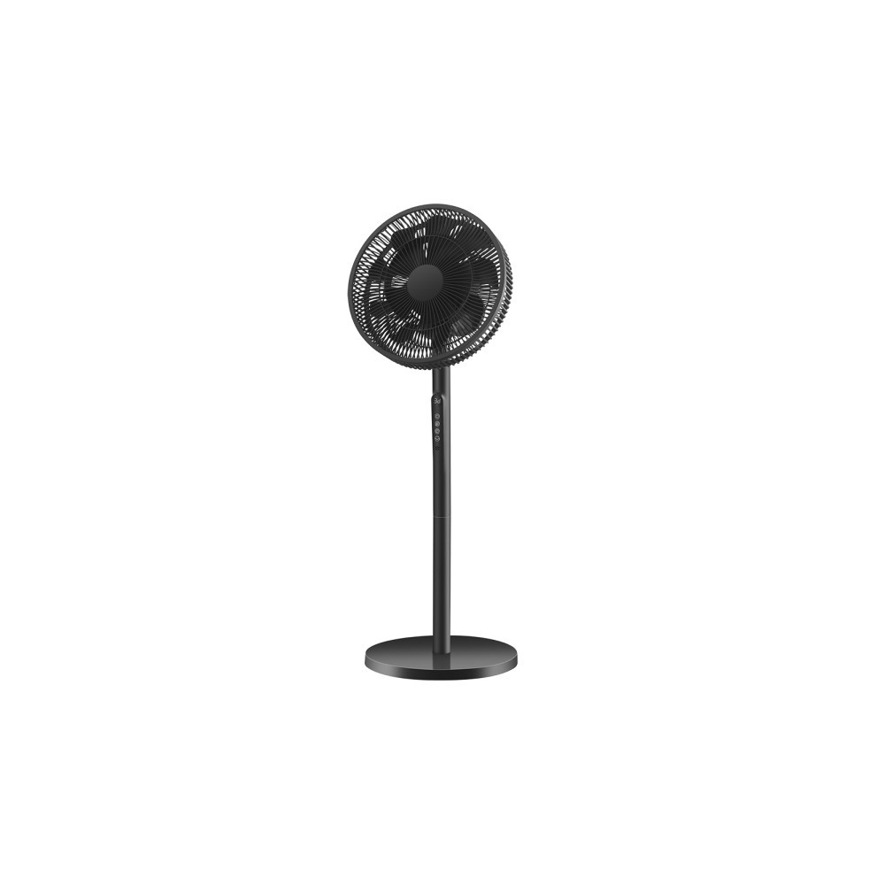 Ventilador De Pie Azor Negro 3velocidades 60w 70/100x35x35cm Oscilante C/remoto Y Temporizador