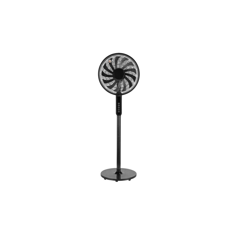 Ventilador De Pie Torbellino Negro 3velocidades 60w 13aspas Regx41x41 Display Oscilante, Remoto, Temporizador