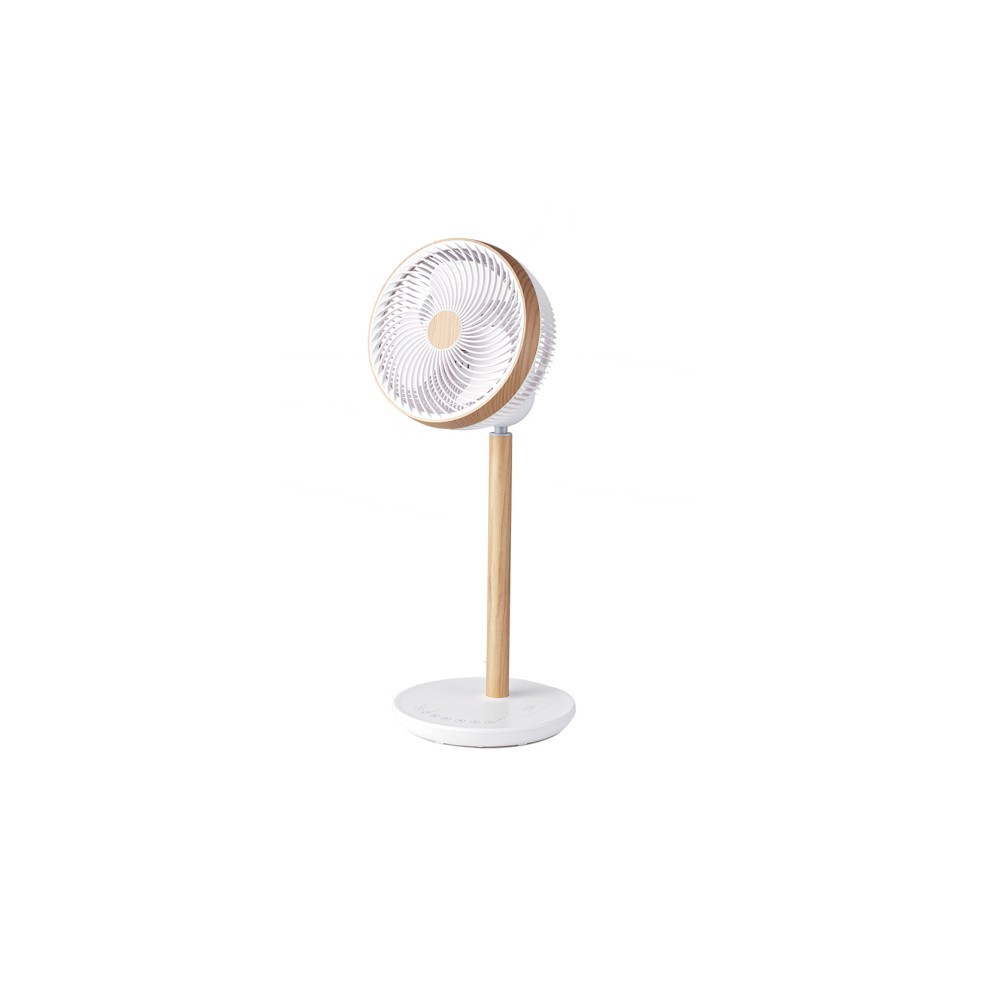 Ventilador De Pie Colibri Blanco/madera 25w 12vel 70x 28,5x28,5cm 3asp Motor Dc C/remoto Y Temporizador