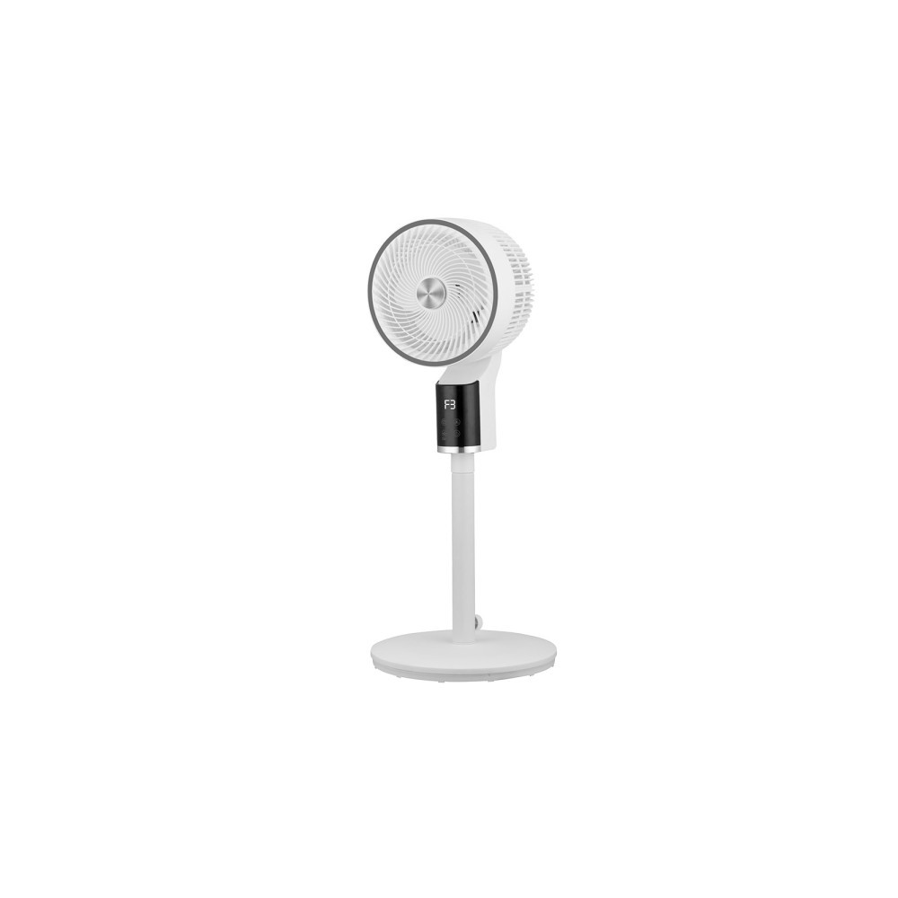Ventilador De Pie Persa Blanco/cromo 50w 3vel Regx33x33cm Oscilante Display,remoto Y Temporizador