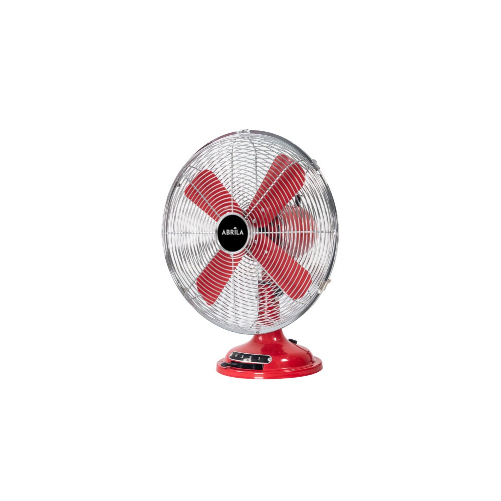 Ventilateur de table Capitolio rouge/chrome 37 W 3 vitesses 4 pales fixes et rotatives 42 x 35 x 27 cm