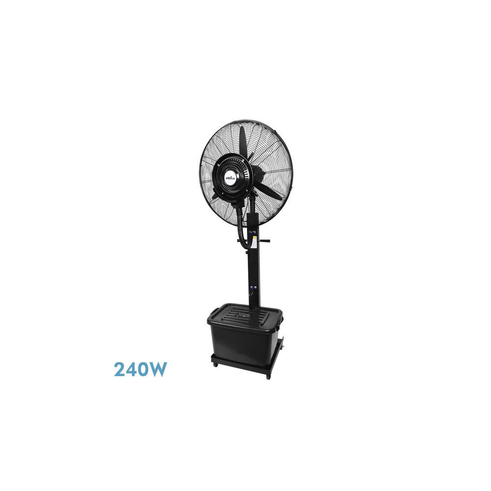 Ventilateur sur pied Diluvio noir, 3 vitesses, 240 W, réservoir de 42 L, roues fixes et rotatives, 170 x 71 x 45 cm