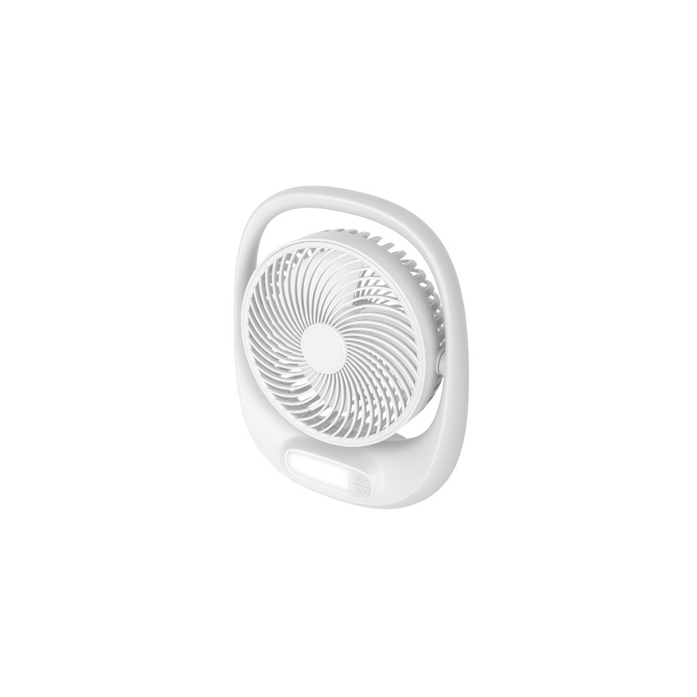 Ventilateur de table sans fil Aguila blanc 5 W, rechargeable, 3 vitesses, avec éclairage, alimentation USB, réglable à 180 °, 3 