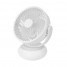 Ventilateur de table sans fil rechargeable Bengali White 5 W, 3 vitesses, avec éclairage, alimenté par USB, 3 pales fixes et rot