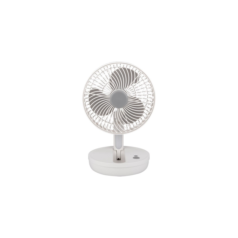 Inalambrico Fan Supermesa White Pacheco/gris 5w 3vel Rechargeable C/luz, Alim.usb, Orientable 3aspas 29x19x16cm
