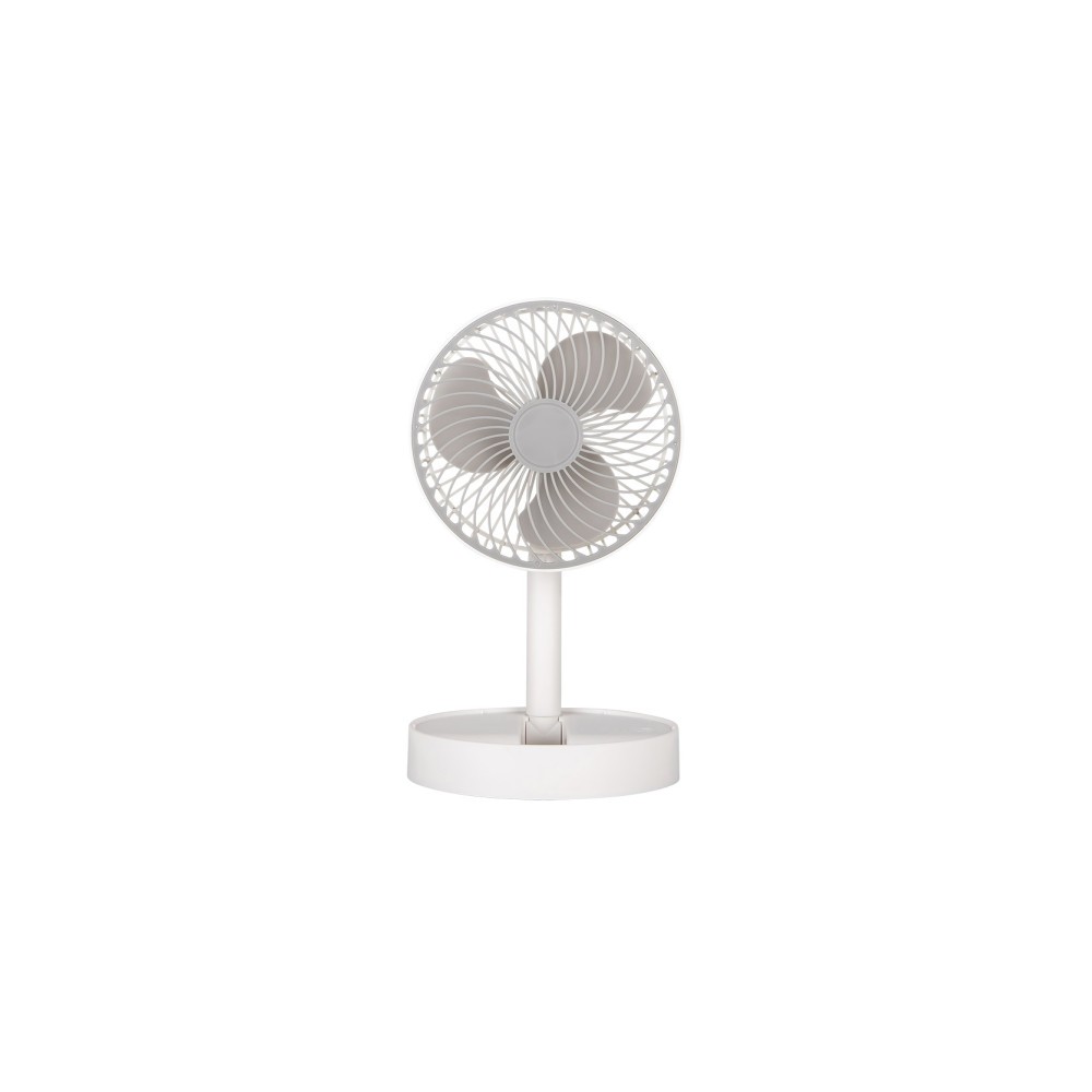 Ventilador Inalambrico Dc Portatil Jerico Blanco/gris 5w 3vel Recargable, Alim.usb, Orientable 3aspas Regx17x17cm