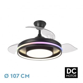 Ventilateur Pitufo DC 59 W Noir/bois 3asp107d 6980 lm RGB +3000-4500-6500 K Intensité réglable + télécommande + mémo + minuteur