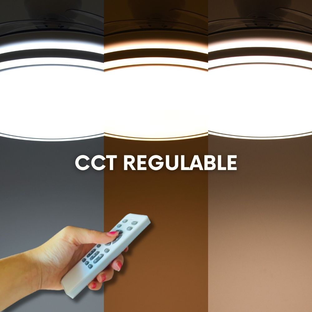 DC DECO White Deck Ceiling Fan Dyed CCT adjustable and timer AkunaDecor