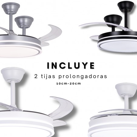 DC DECO White Deck Ceiling Fan Dyed CCT adjustable and timer AkunaDecor