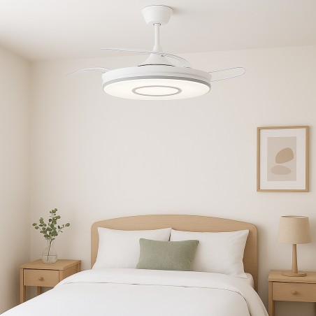 DC DECO White Deck Ceiling Fan Dyed CCT adjustable and timer AkunaDecor