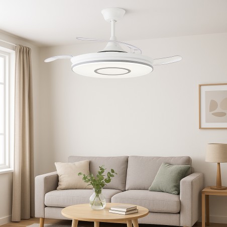 DC DECO White Deck Ceiling Fan Dyed CCT adjustable and timer AkunaDecor