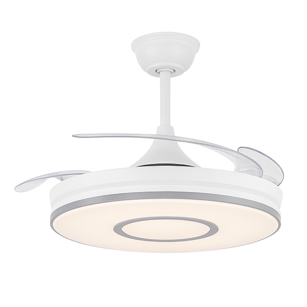DC DECO White Deck Ceiling Fan Dyed CCT adjustable and timer AkunaDecor