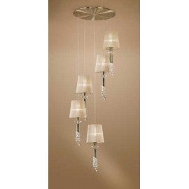 Lampara 5 Luces SERIE TIFFANY ACABADO Antique Brass