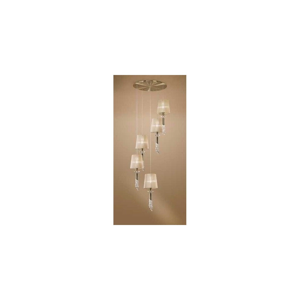 Lampada 5 Luci TIFFANY SERIES ANTIQUE FINISH Ottone