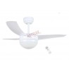 Ventilateur de plafond blanc, 105cm. Télécommande.