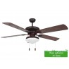 Ventilateur de plafond extérieur avec lumière, finition marron, 132cm.