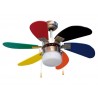 Ventilateur de plafond pour jeunes Niquel et pelles multicolores, 85 cm.