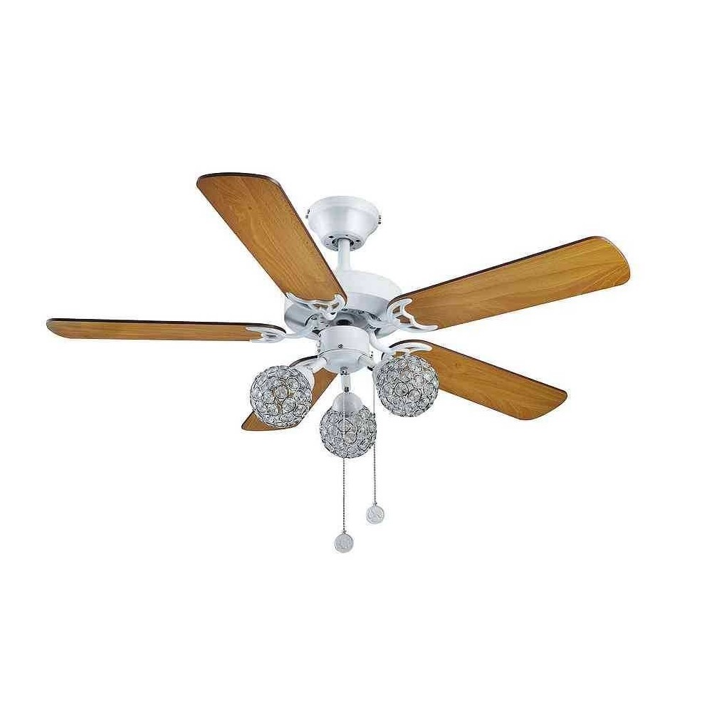 Ventilateur de plafond Ruby 110cm avec abat-jour décoratifs, akunadecor.