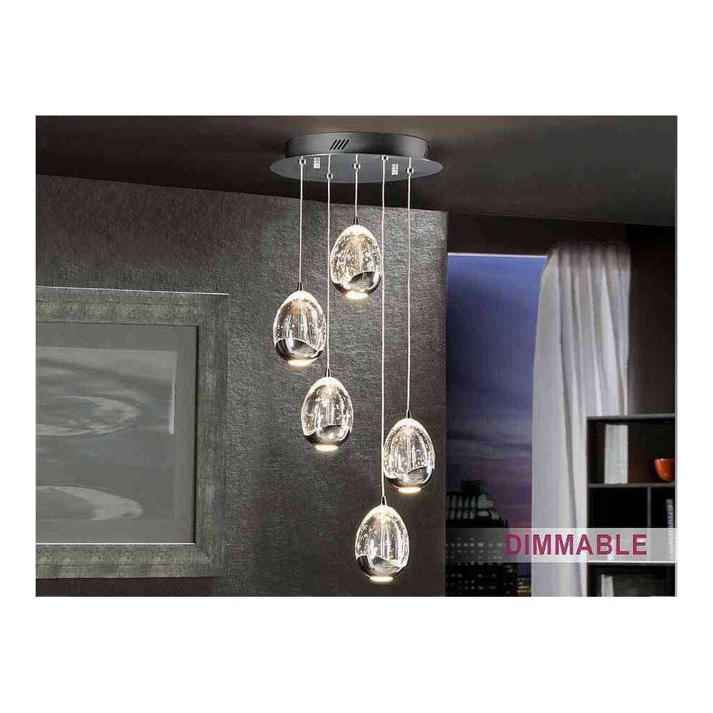 Lamp 5 lights, ROCIO cromo DIMABLE