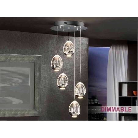 Lamp 5 lights, ROCIO cromo DIMABLE