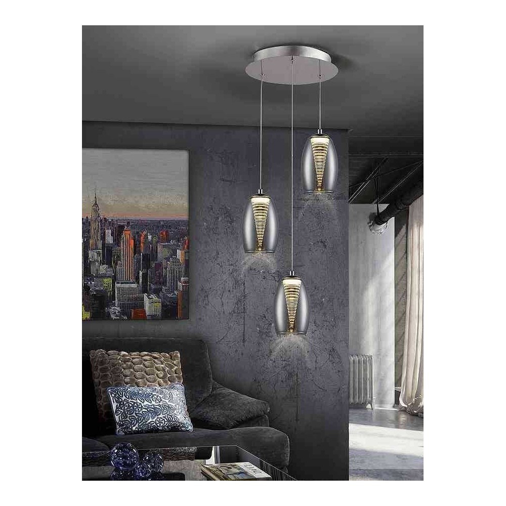 Lampada circolare 3 pendenti modello NEBULA cromo