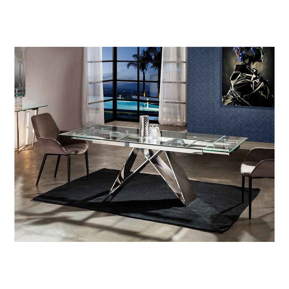 Extendable table model MIKA chrome finish crystal SCHULLER