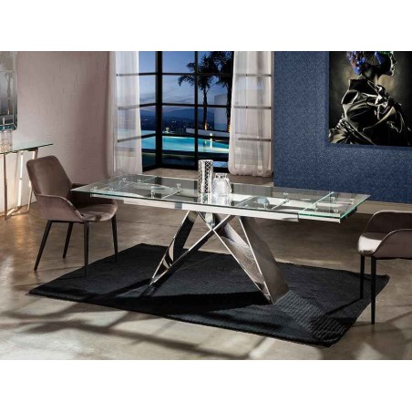Extendable table model MIKA chrome finish crystal SCHULLER